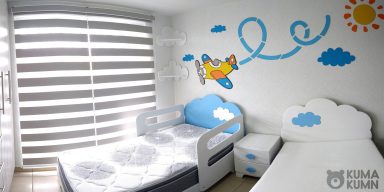 Muebles de recamara infantil con detalles en madera línea Kuma Kumn